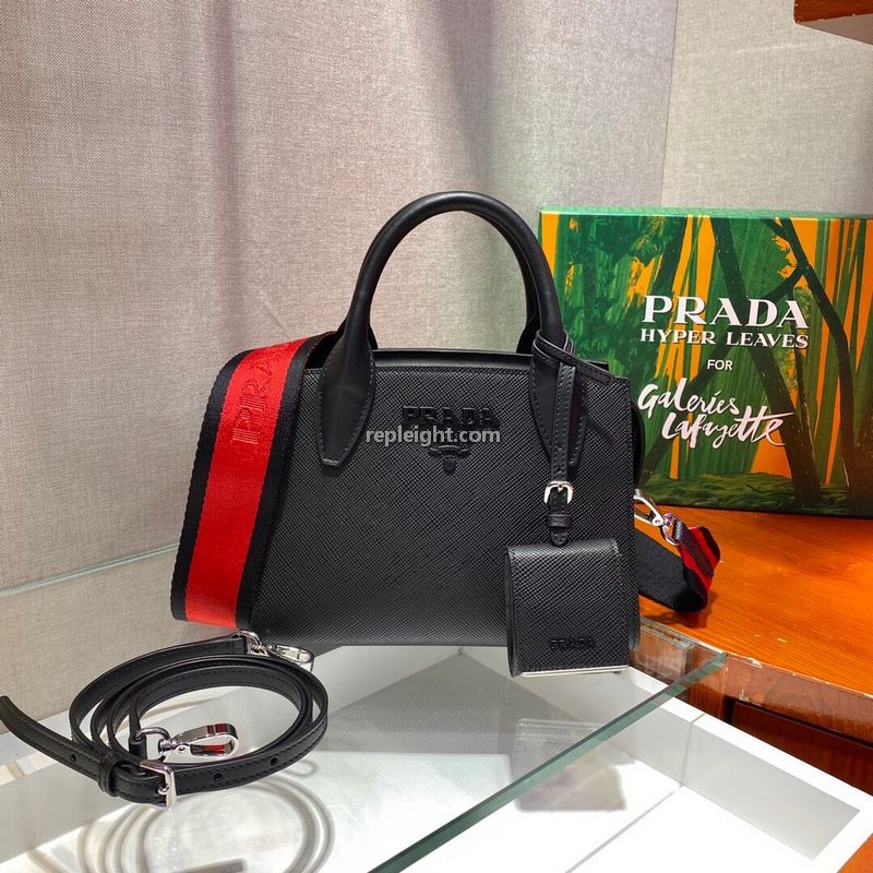 PRADA-1BA269 프라다 블랙 모노크롬 사피아노 숄더 핸드백