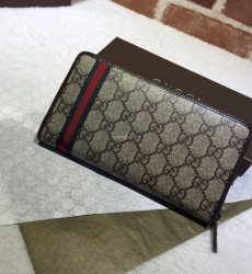 GUCCI-291105 구찌 GG Supreme Canvas Web Zip Around Wallet