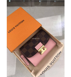 LOUIS VUITTON-N60208 루이비통 핑크 송아지 가죽 다미에 에벤 크로아제트 컴팩트 월릿