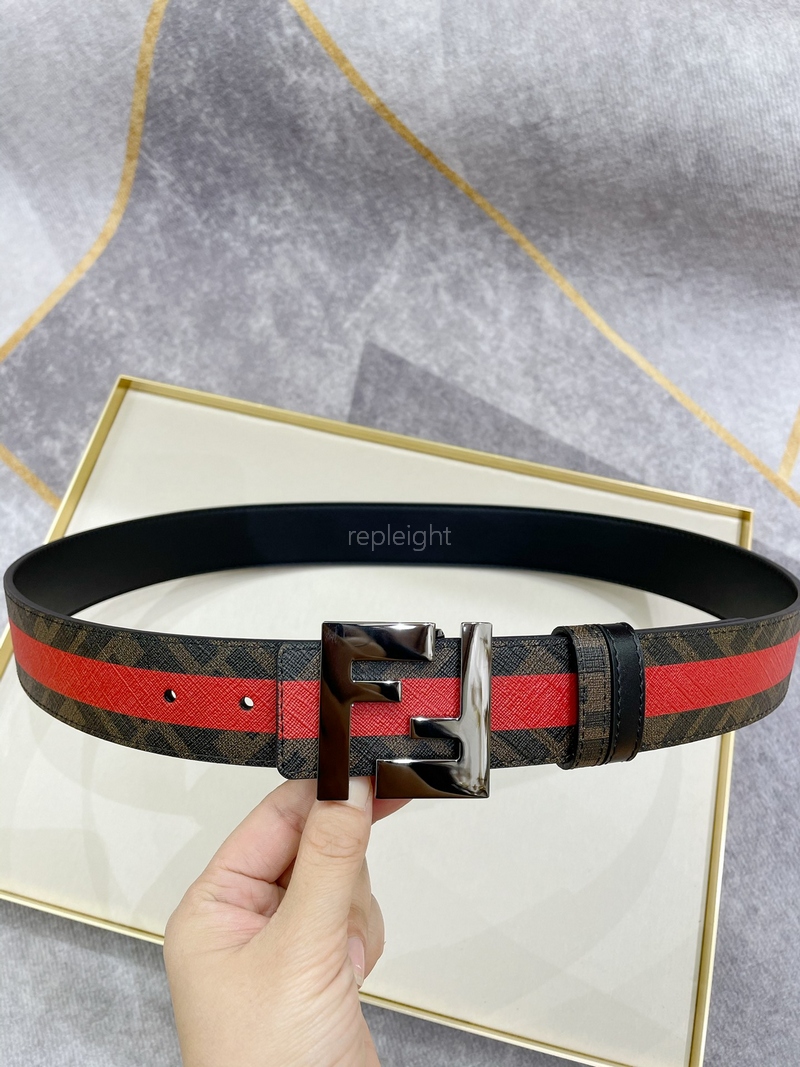 FENDI- 펜디 7C0424 블랙 가죽 벨트 4CM