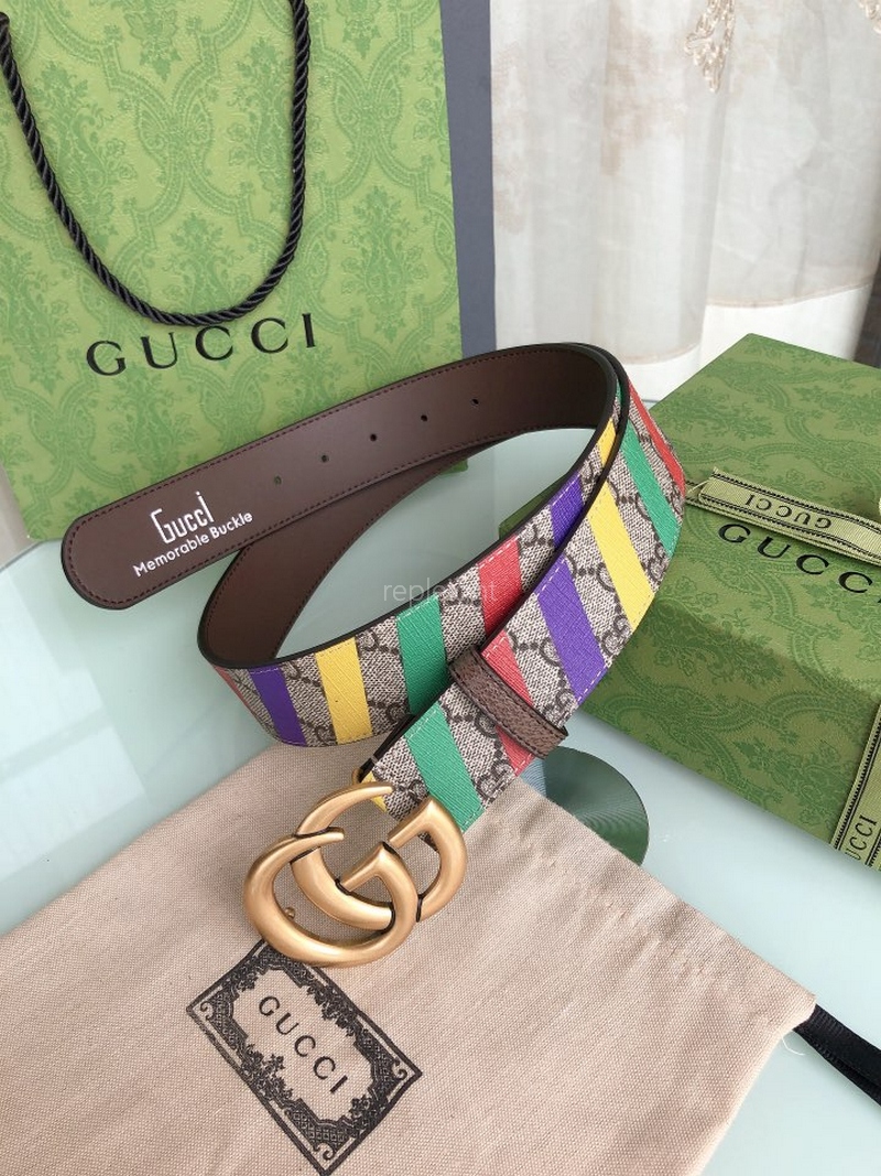 GUCCI- ‎709985 FAAKN 8542 더블 G 스트라이프 벨트 3.8CM